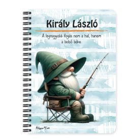   Személyre szabható - Türelmes horgász manó mintás füzet