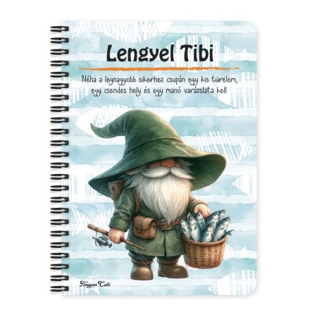 Személyre szabható - Horgász manó sikeres nap mintás füzet