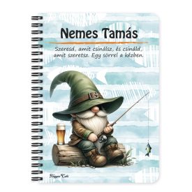   Személyre szabható - Horgász manó és egy sörös kapás mintás füzet