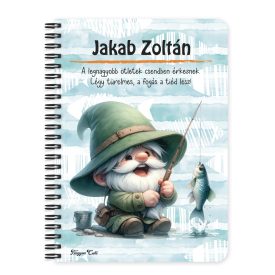 Személyre szabható - Boldog horgász manó mintás füzet