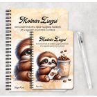 Személyre szabható - Festő kávés lajhár mintás füzet