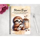 Személyre szabható - Festő kávés lajhár mintás füzet