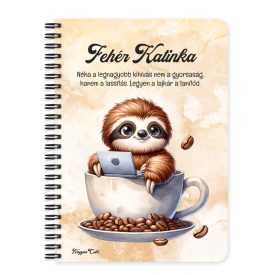   Személyre szabható - Kávés lajhár és a laptop mintás füzet
