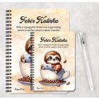 Személyre szabható - Kávés lajhár és a laptop mintás füzet