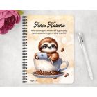 Személyre szabható - Kávés lajhár és a laptop mintás füzet