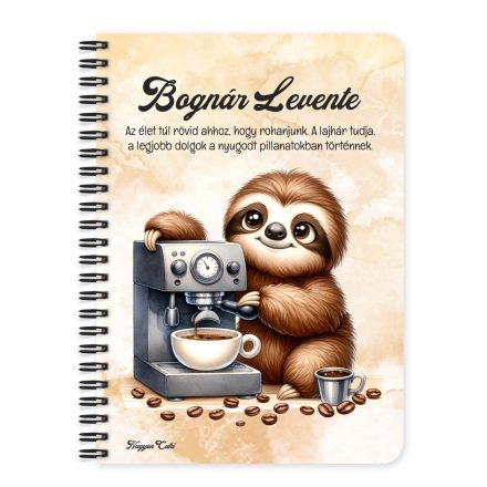 Személyre szabható - Barista Kávés lajhár mintás füzet