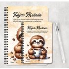 Személyre szabható - Lazulós Kávés lajhár mintás füzet