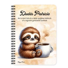  Személyre szabható - Kávés lajhár és a forró kávé mintás füzet