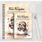 Személyre szabható - Telefonozós Kávés lajhár mintás füzet