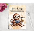 Személyre szabható - Kávés lajhár és egy jó regény mintás füzet