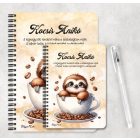 Személyre szabható - Mosolygós Kávés lajhár mintás füzet