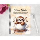 Személyre szabható - Mosolygós Kávés lajhár mintás füzet