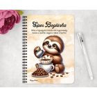 Személyre szabható - Kávés lajhár és a filteres kávé mintás füzet