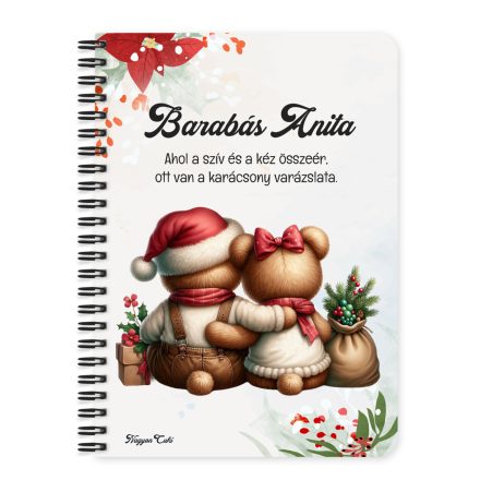 Személyre szabható - Karácsonyi Teddy maci - együtt (kantáros) mintás füzet