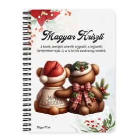   Személyre szabható - Karácsonyi Teddy maci - együtt (kockás masni) mintás füzet
