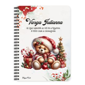   Személyre szabható - Karácsonyi Teddy maci (ajándékok) mintás füzet