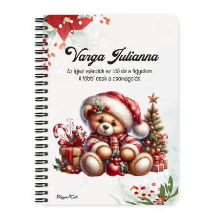 Személyre szabható - Karácsonyi Teddy maci (ajándékok) mintás füzet
