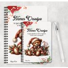 Személyre szabható - Karácsonyi Teddy maci (toboz) mintás füzet