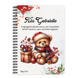   Személyre szabható - Karácsonyi Teddy maci (fahéj) mintás füzet