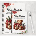 Személyre szabható - Karácsonyi Teddy maci (macival) mintás füzet