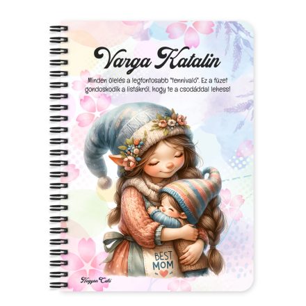 Személyre szabható - Cuki Anya manó & Kisfia mintás füzet