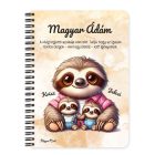 Személyre szabható - Cuki lajhár Apa és két kis lajhár mintás füzet