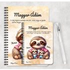 Személyre szabható - Cuki lajhár Apa és két kis lajhár mintás füzet