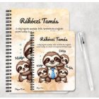 Személyre szabható - Nyakkendős Cuki lajhár Apa és három gyerek mintás füzet