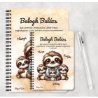 Személyre szabható - Cuki lajhár Apa és három kis lajhár mintás füzet