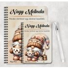 Személyre szabható - Cappucino kávés manó mintás A6-os füzet