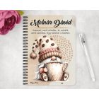 Személyre szabható - Nagy bögrés kávés manó mintás A6-os füzet