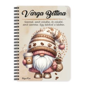   Személyre szabható - Kávés manó cókmókos mintás A6-os füzet