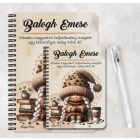 Személyre szabható - Könyvmoly kávés manó lány mintás A6-os füzet