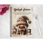 Személyre szabható - Könyvmoly kávés manó lány mintás A6-os füzet