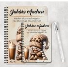 Személyre szabható kávés manó lány - Kávé és könyv mintás A6-os füzet