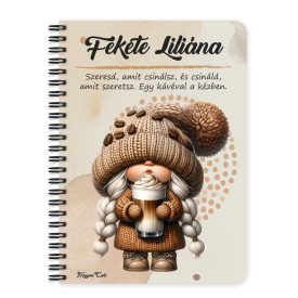   Személyre szabható - Cappucino kávés manó lány mintás füzet