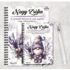 Személyre szabható - Hintázó Levendulás manó mintás A6-os füzet