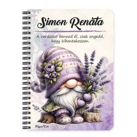 Személyre szabható - Édes Levendulás manó mintás A6-os füzet