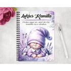 Személyre szabható - Cuki fekvő levendulás manólány mintás A6-os füzet