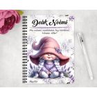 Személyre szabható - Kalapos levendulás manólány mintás A6-os füzet