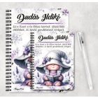 Személyre szabható - Könyvmoly levendulás manólány mintás A6-os füzet