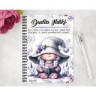 Személyre szabható - Könyvmoly levendulás manólány mintás A6-os füzet