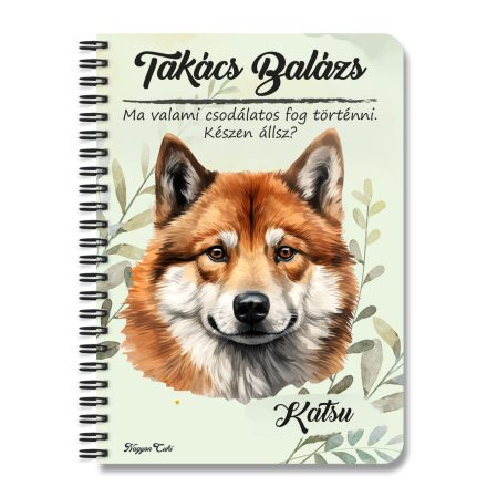 Személyre szabható - Vörös Akita portré mintás A6-os füzet