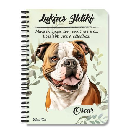 Személyre szabható - Amerikai bulldog portré mintás A6-os füzet