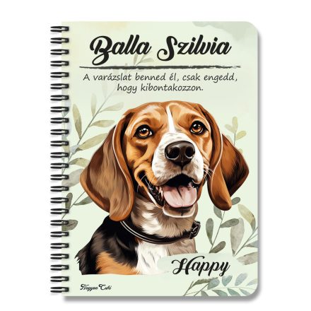 Személyre szabható - Beagle portré mintás A6-os füzet