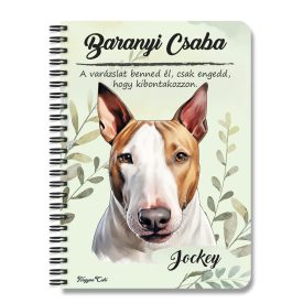   Személyre szabható -  Barna Bullterrier portré mintás A6-os füzet
