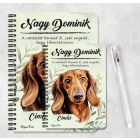 Személyre szabható - Barna tacskó portré mintás füzet