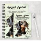 Személyre szabható - Fekete tacskó portré mintás A6-os füzet