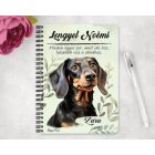 Személyre szabható - Fekete tacskó portré mintás A6-os füzet