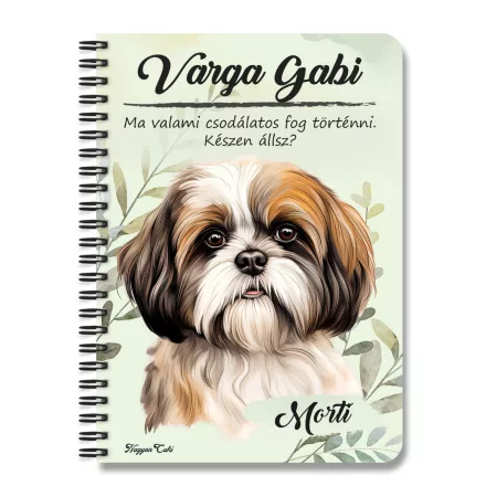 Személyre szabható - Barna Shih tzu portré mintás A6-os füzet